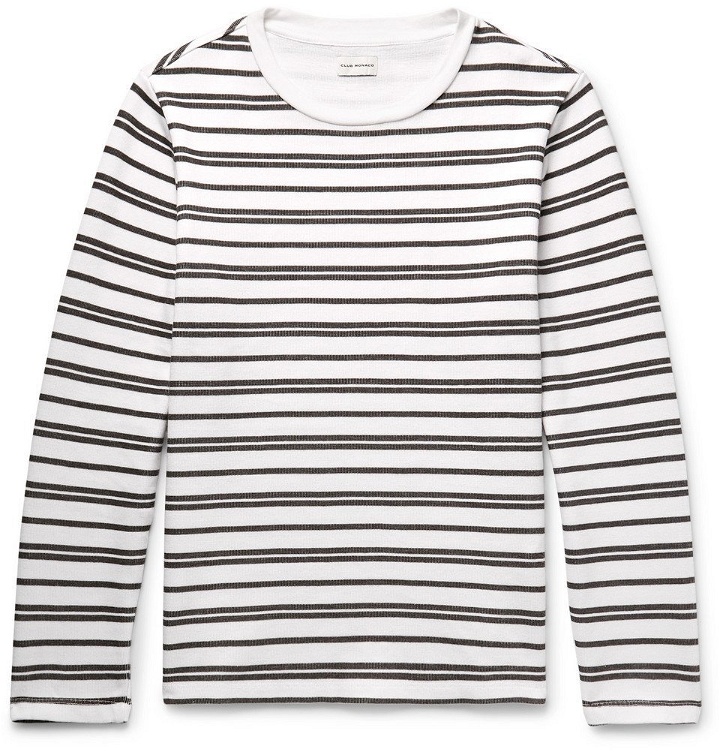 Photo: Club Monaco - Double-Faced Striped Cotton-Jersey T-Shirt - White