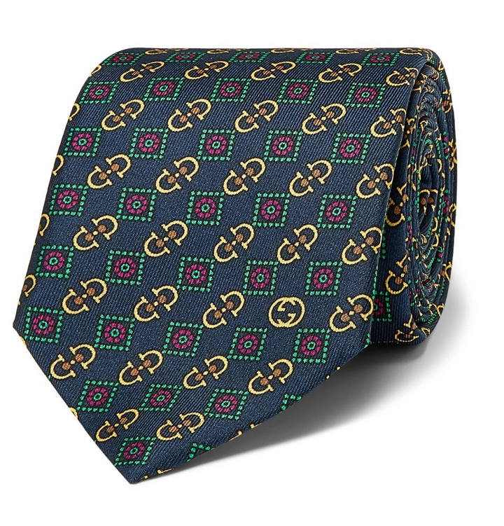 Photo: Gucci - 7cm Printed Silk-Twill Tie - Navy