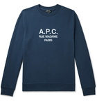 A.P.C. - Rufus Logo-Embroidered Loopback Cotton-Jersey Sweatshirt - Blue