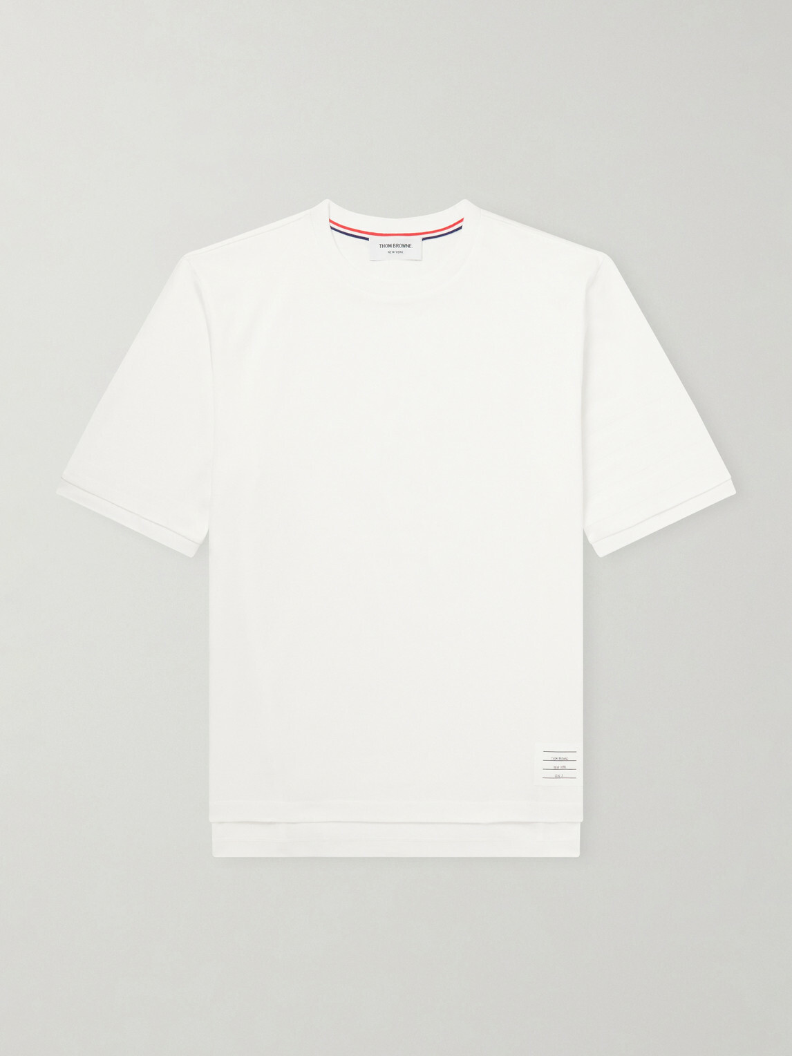 Thom Browne - Logo-Appliquéd Striped Cotton-Jersey T-Shirt - White