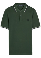 Fred Perry Twin Tipped Logo Piqué Cotton Polo Shirt Dark Green