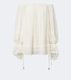 Xu Zhi Lace-trimmed off-shoulder top