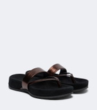 Dries Van Noten Metallic leather thong sandals