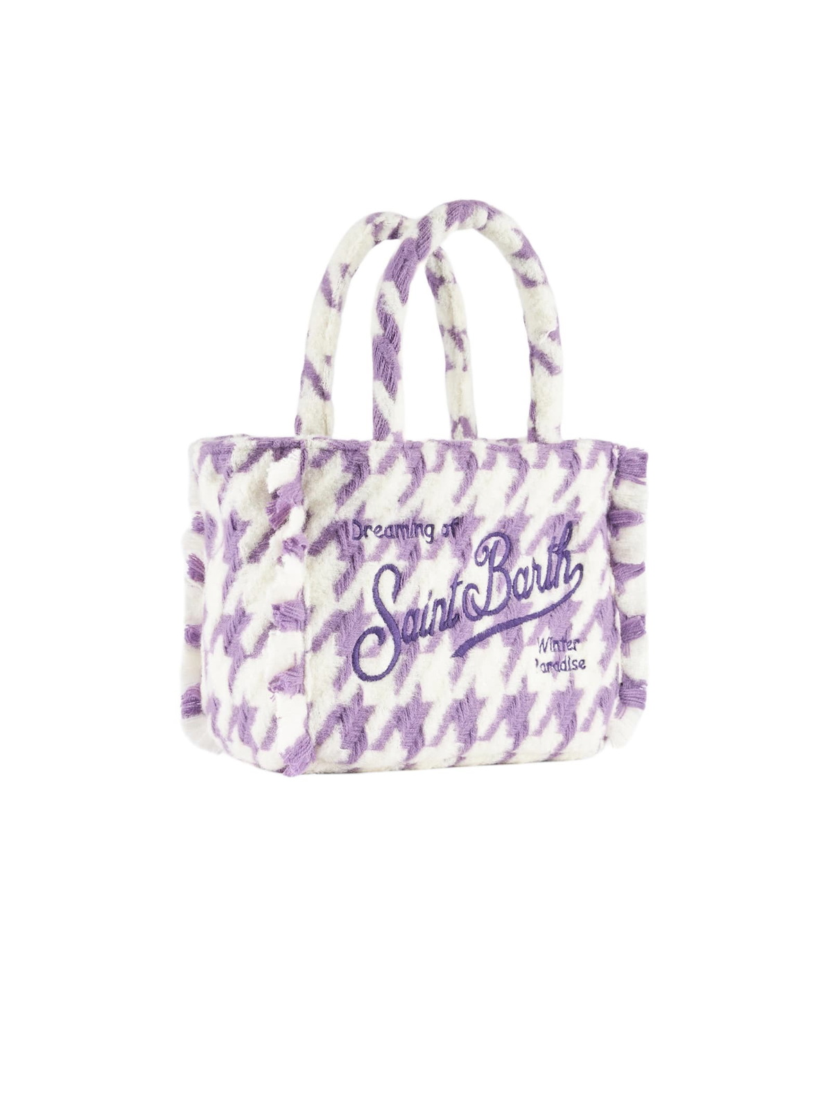 MC2 Saint Barth Wooly Colette Fringed Handbag With Pied De Poule Pattern