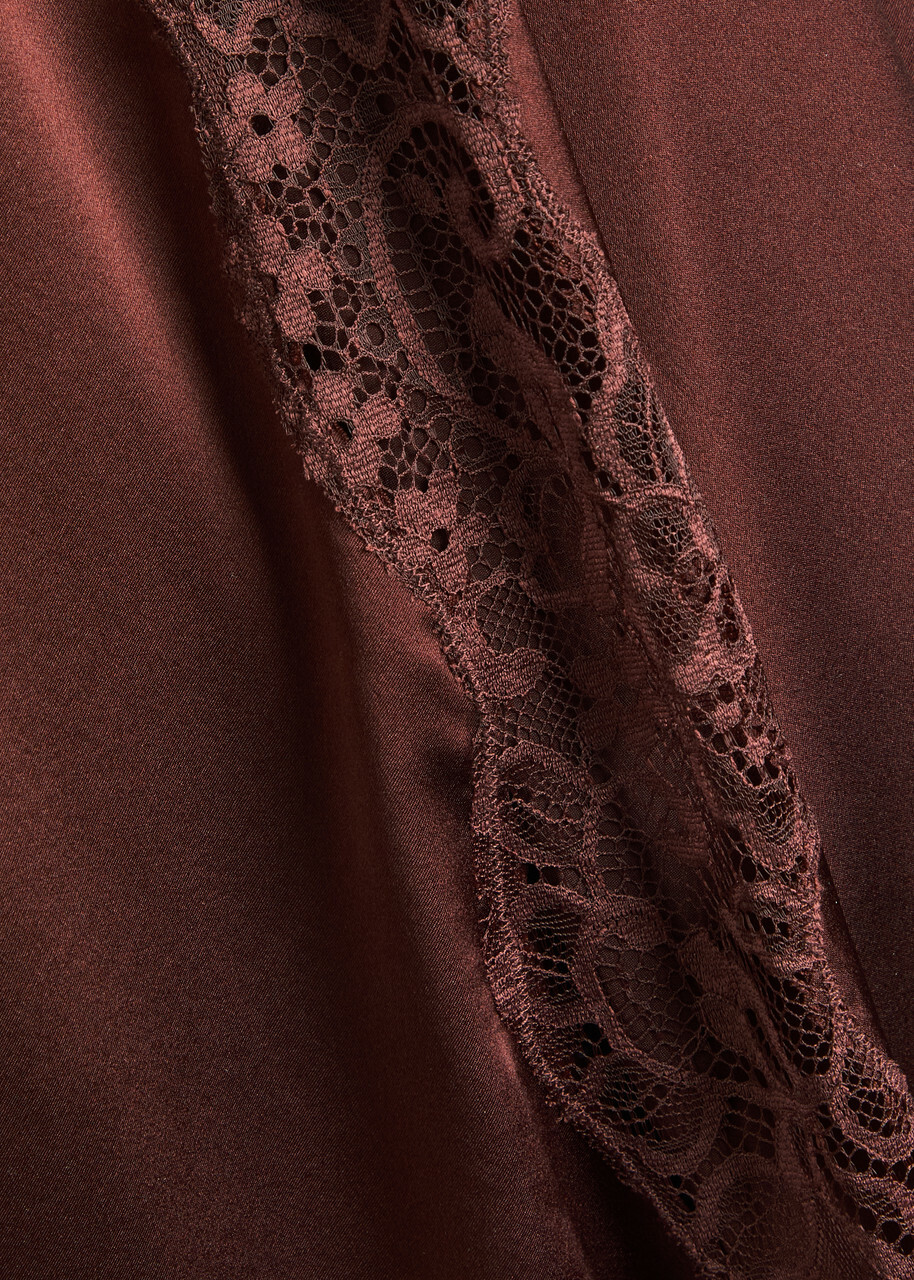 Reformation Ericka Lace-trim Silk Midi Slip Dress Dark Brown