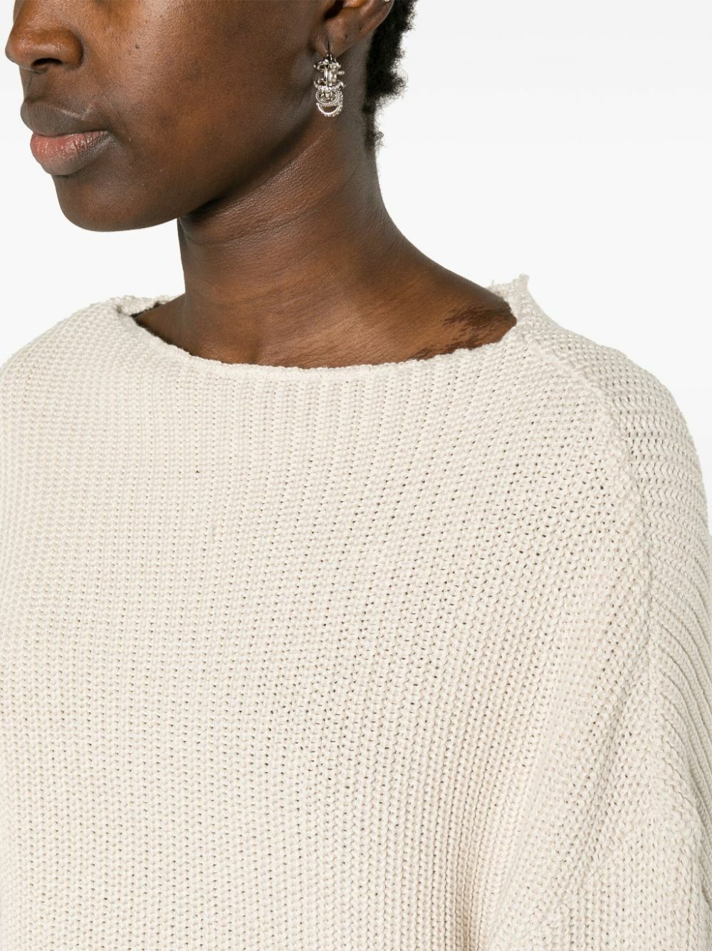 Jade Cropper White Asymmetric Organic Cotton Jumper