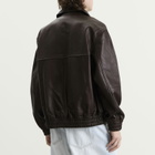 Studio Nicholson Men's Piston Leather Bomber Jacket in Brown