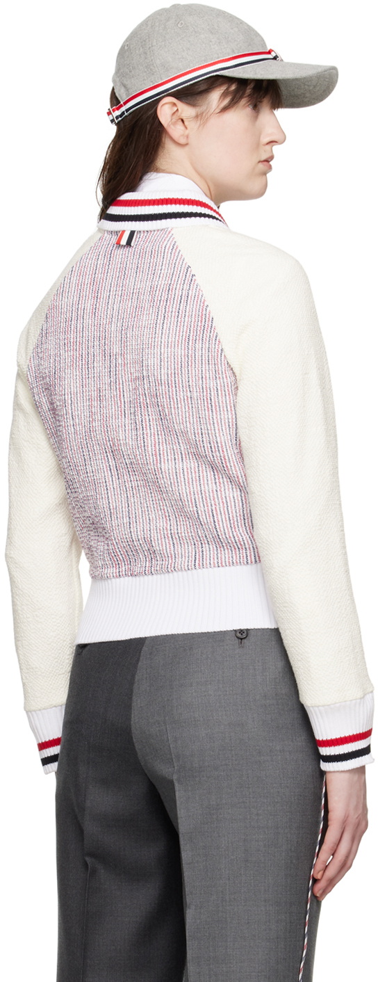 Thom Browne White Shawl Collar Cardigan