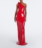 David Koma Sequined one-shoulder gown