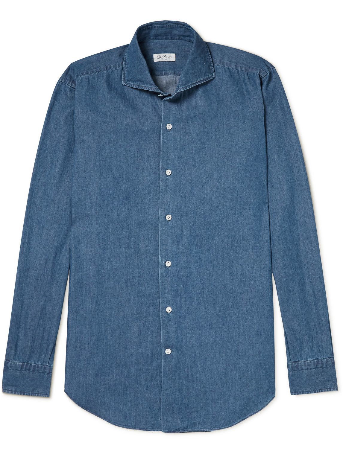 De Petrillo - Cutaway-Collar Cotton-Chambray Shirt - Blue De Petrillo