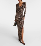 Blumarine Leopard-print wool jersey maxi dress