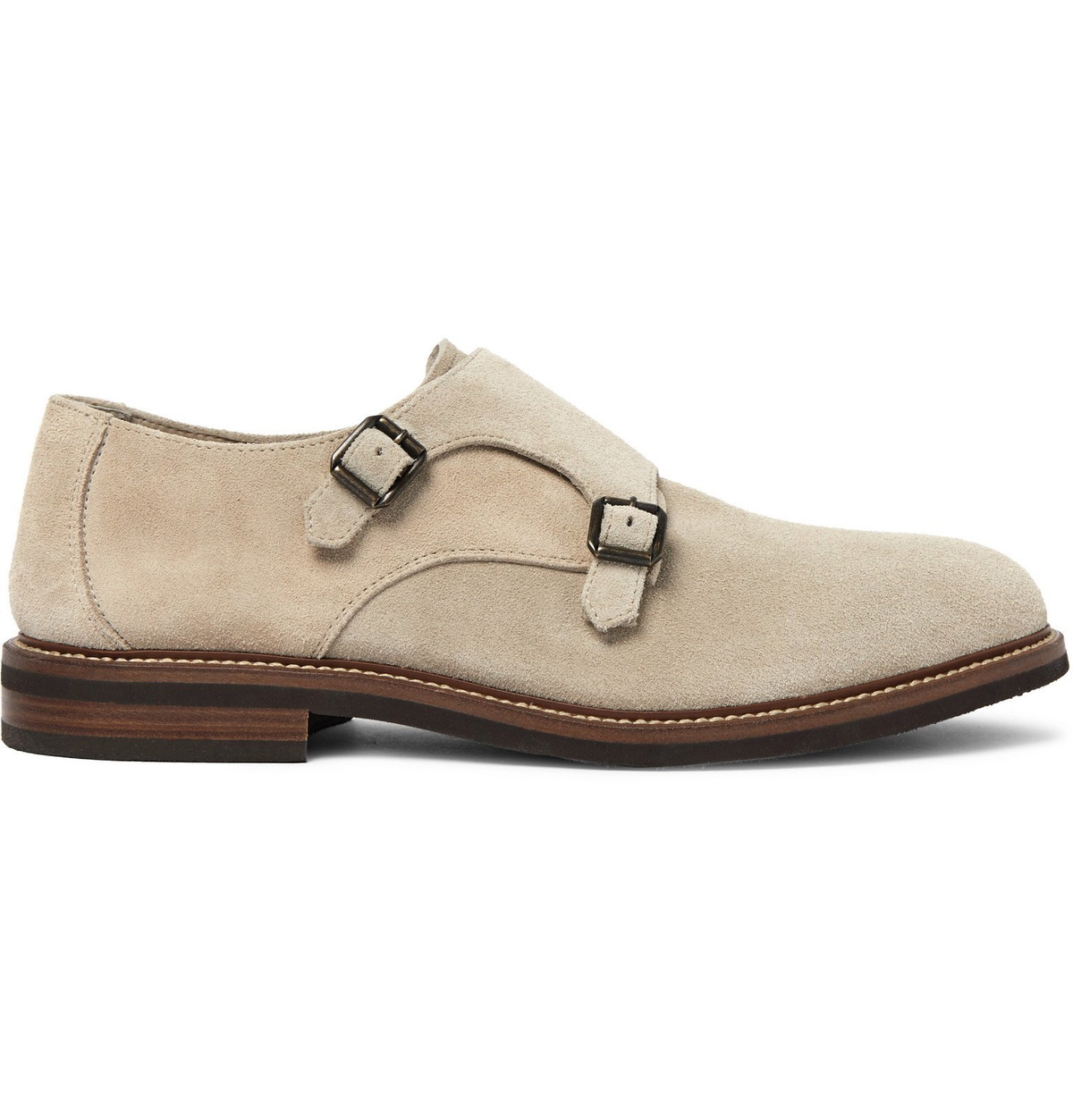 Brunello Cucinelli suede monk strap shoes/loafers Brunello Cucinelli - Suede Monk-Strap Shoes - Neutrals  main image 4