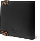 Fendi - Logo-Jacquard Stretch Webbing-Trimmed Leather Billfold Wallet - Black