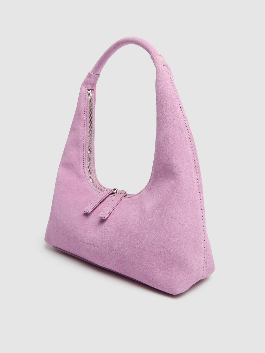 ☆MARGE SHERWOOD☆ ZIPPER SMALLlavender pink suede MARGE SHERWOOD Hobo Suede Shoulder Bag Marge Sherwood
