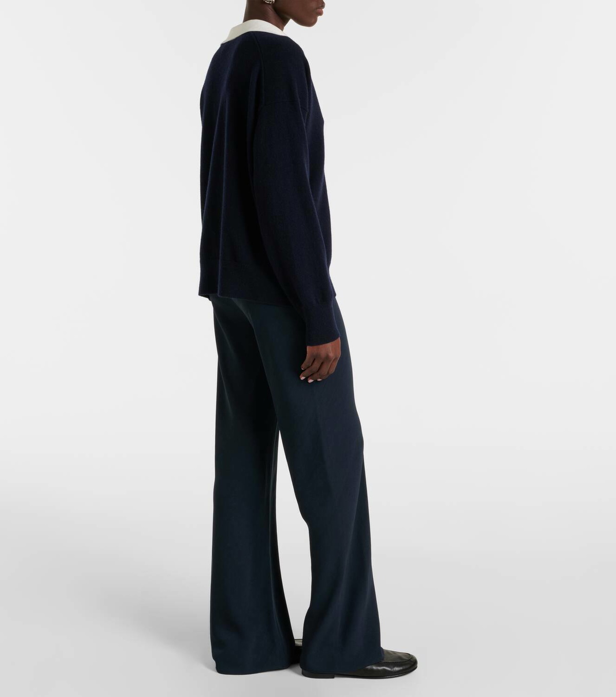Short sleeve Polo in virgin wool and cashmere with accessory detail