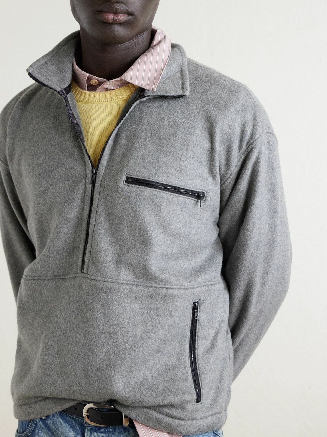 Auralee - Silk-Fleece Half-Zip Sweatshirt - Gray Auralee