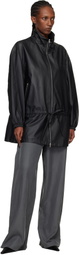 Alexander Wang Black Drop Waist Bonded Leather Jacket