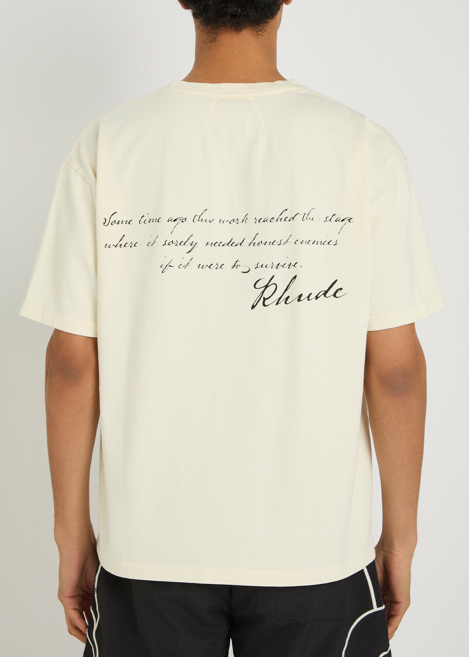 Rhude Montenegro Monda Printed Cotton T-shirt White