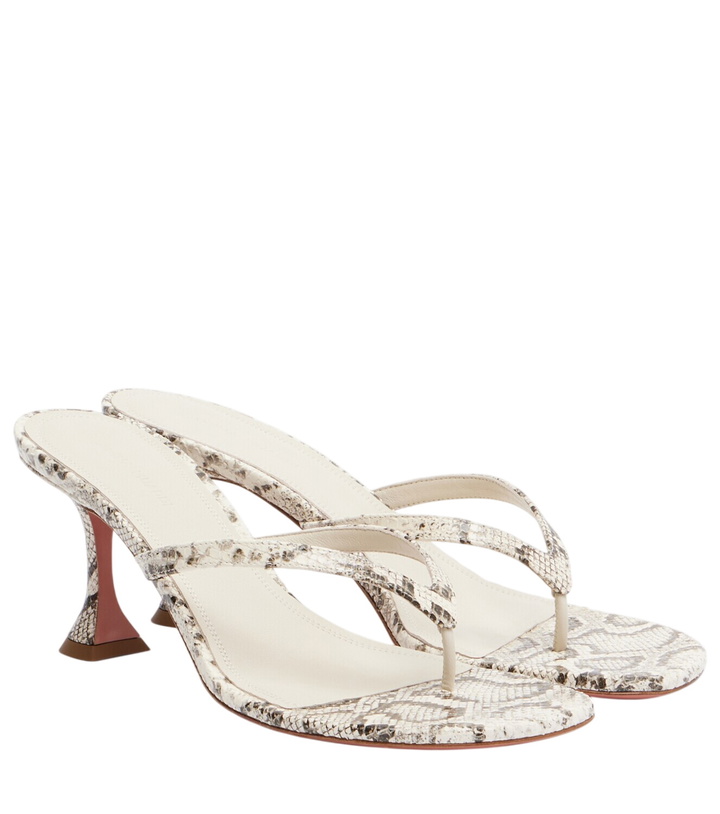 Photo: Amina Muaddi Juliette snake-print leather thong sandals