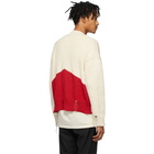 Rhude Off-White and Red Knit Logo Cardigan