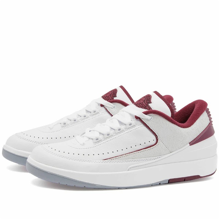 Photo: Air Jordan Men's 2 Retro Low Sneakers in White/Cherrywood Red