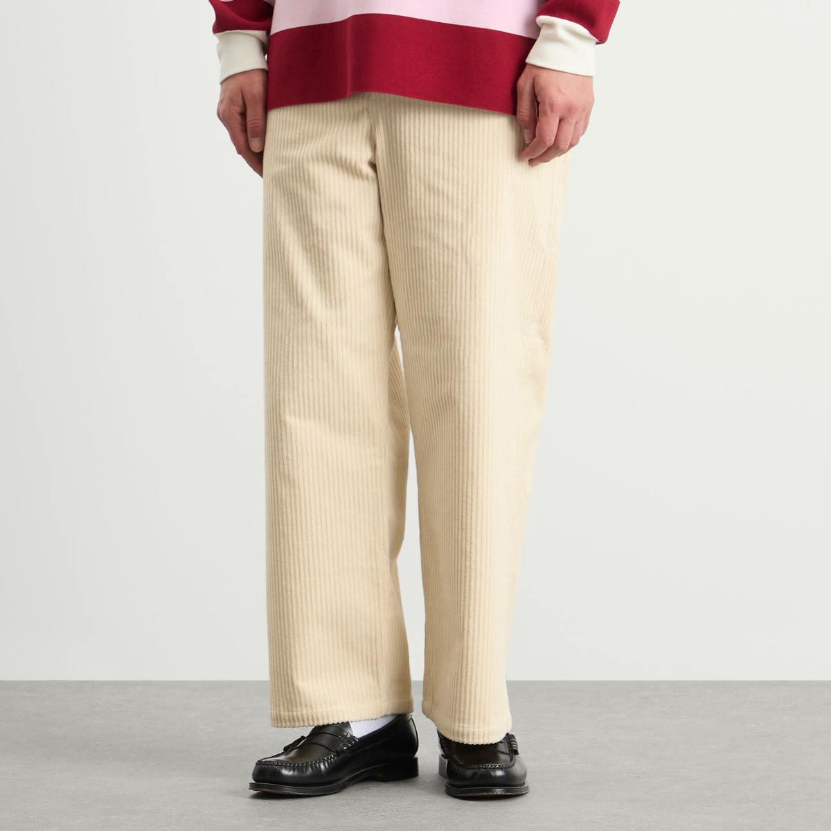 Late Checkout Men's Corduroy Work Trousers in White