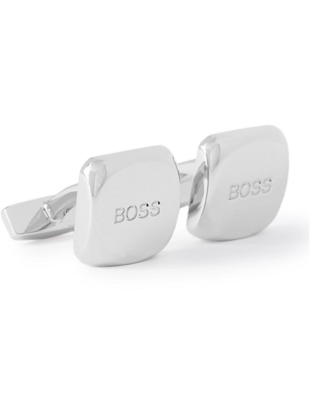 Photo: Hugo Boss - Logo-Engraved Silver-Tone Cufflinks