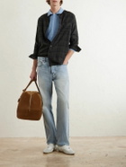 SAINT LAURENT - Slim-Fit Ribbed Wool, Cashmere and Silk-Blend Polo Shirt - Blue