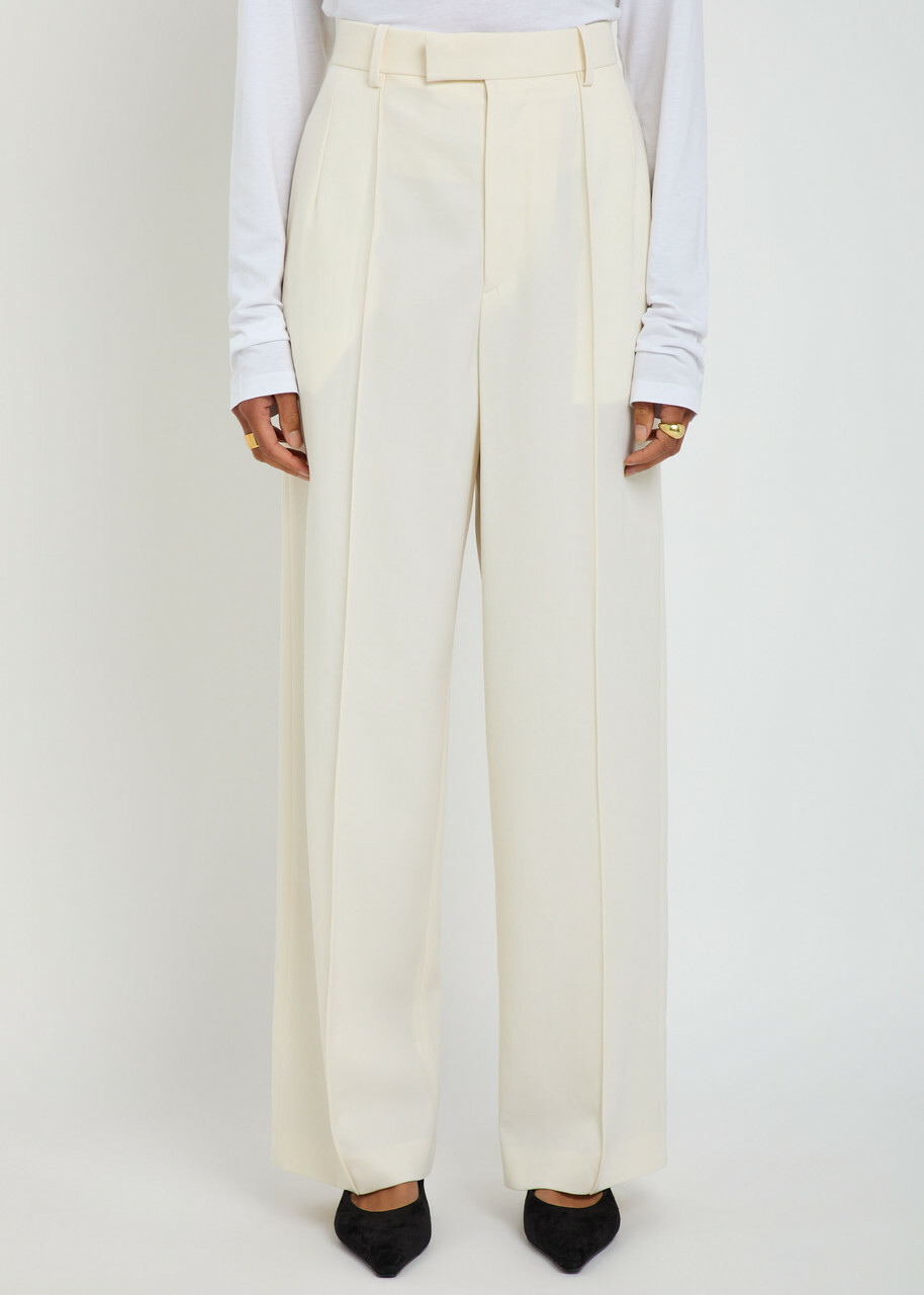 Wardrobe.nyc X Rhw Pintuck Wool Trousers Ivory