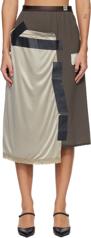 Photo: Maison MIHARA YASUHIRO Brown Combined Tape Lingerie Midi Skirt