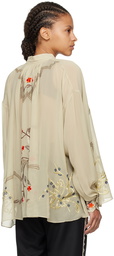 Bode Taupe Flower Study Blouse