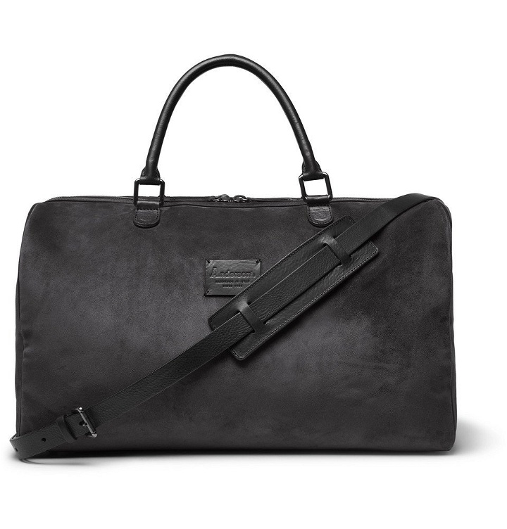 Photo: Anderson's - Medium Suede and Full-Grain Leather Holdall - Gray