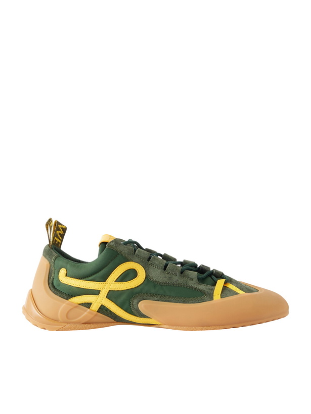 Photo: LOEWE - Grip Suede-Trimmed Nylon Sneakers - Green