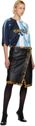 Martine Rose Black Wrap Leather Midi Skirt