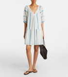 Velvet Selita tiered cotton jacquard minidress