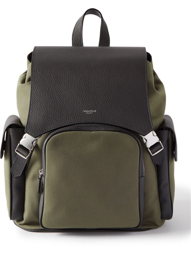 Photo: Serapian - Leather-Panelled Canvas Backpack