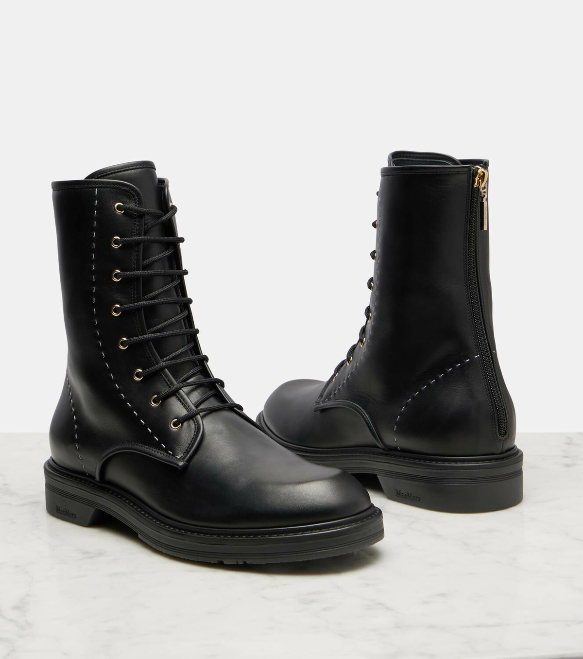 Max Mara Urbancombat leather combat boots