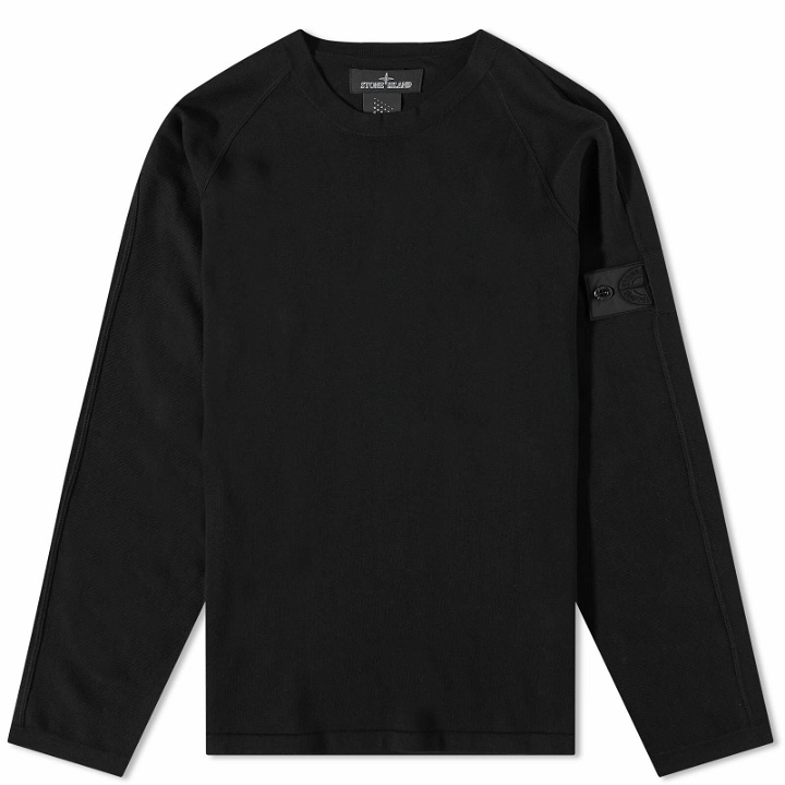 Photo: Stone Island Shadow Project Men's Cotton Crew Neck Knit in Black