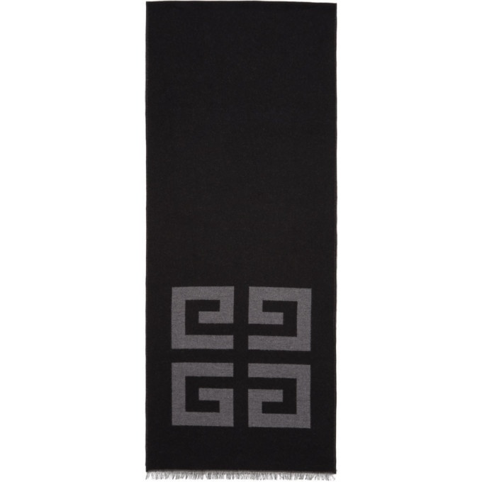 Photo: Givenchy Black and Grey 4G Woven Scarf