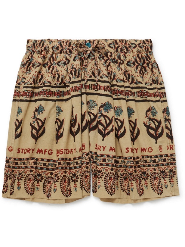 Photo: STORY MFG. - Bridge Floral-Print Organic Cotton-Voile Drawstring Shorts - Neutrals - M