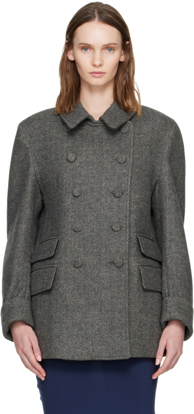Photo: AARON ESH Gray Wool Peacoat