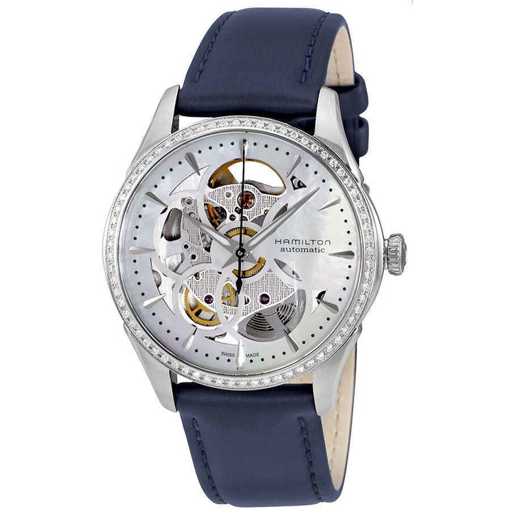 Photo: Hamilton White Mother of Pearl Skeleton Dial Ladies Watch H42405991