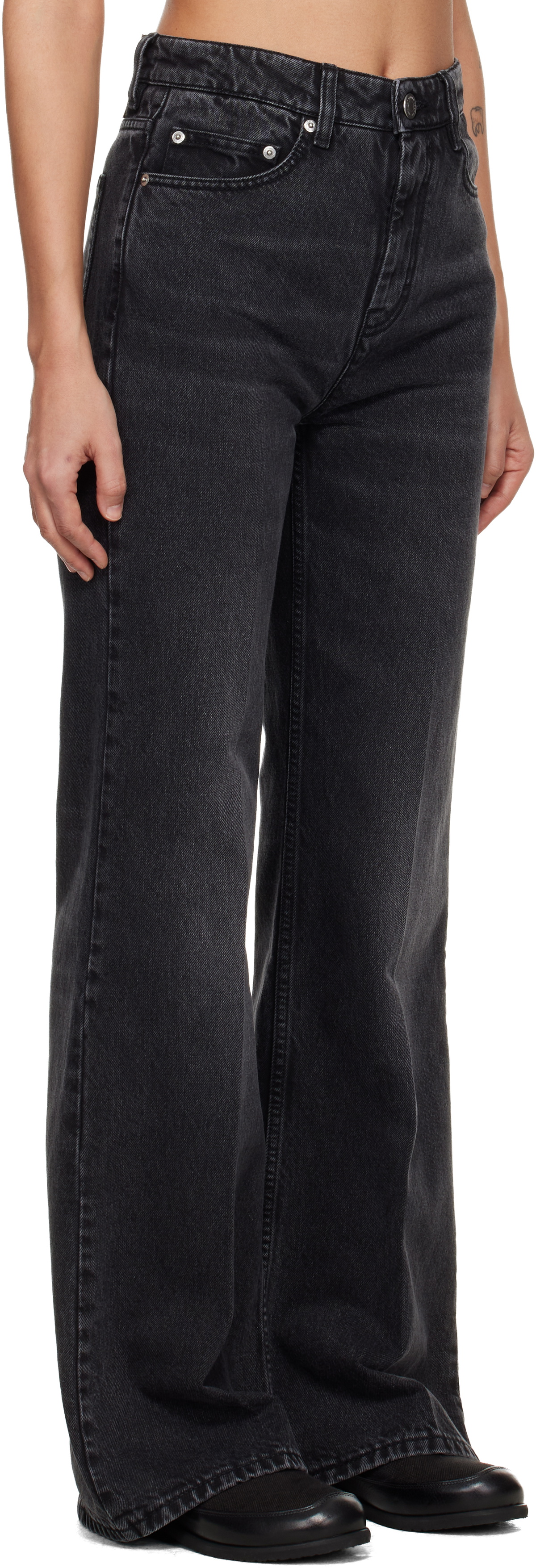 AMI Paris Black Cotton Flare-Fit Jeans