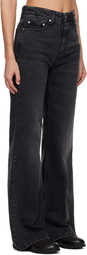 AMI Paris Black Cotton Flare-Fit Jeans