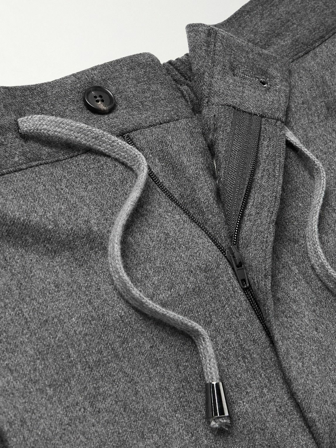 De Petrillo - Tapered Pleated Wool and Cashmere-Blend Flannel Trousers - Gray