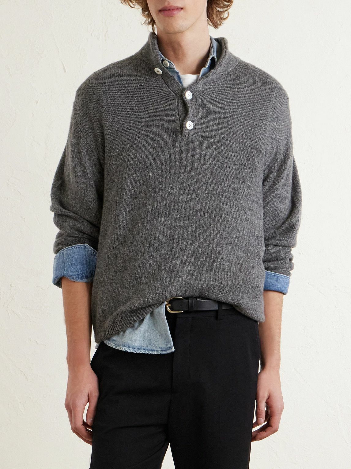 UMIT BENAN - Francis Cashmere Polo Sweater - Gray