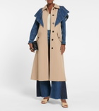 Chloe - Denim-paneled wool twill trench coat