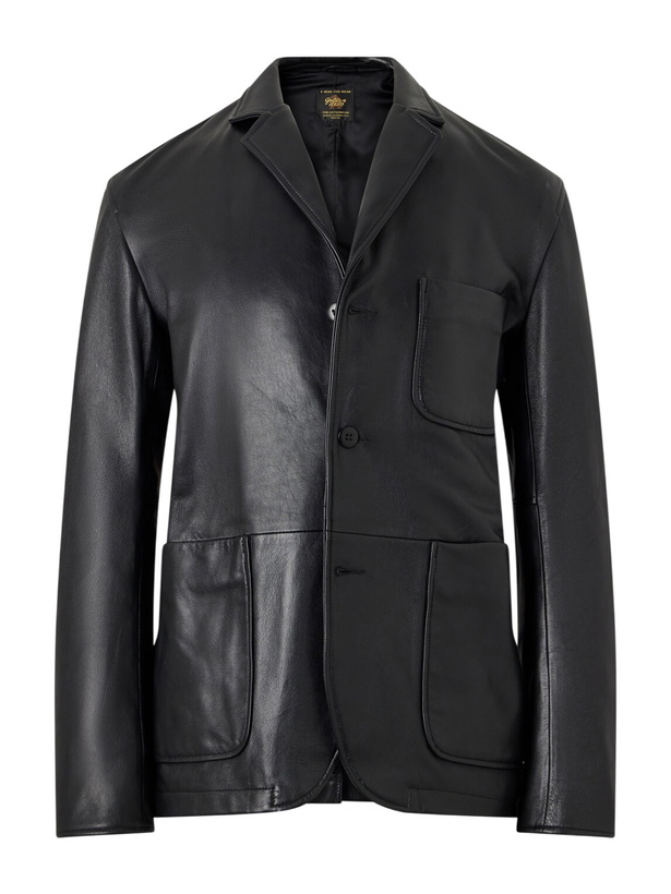 Photo: Golden Bear - Notched Lapel Leather Blazer - Black