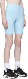 Girlfriend Collective Blue Rib High-Rise Run Shorts