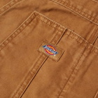 Dickies Men's Duck Canvas Classic Bib in Stone Washed Brown Duck
